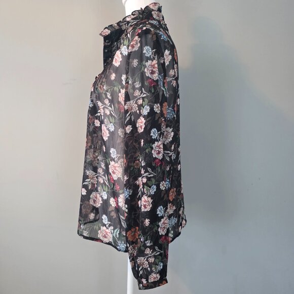 Jessica Graaf Black Floral Chiffon Blouse. Size Large. Like New. UK - Picture 5 of 13